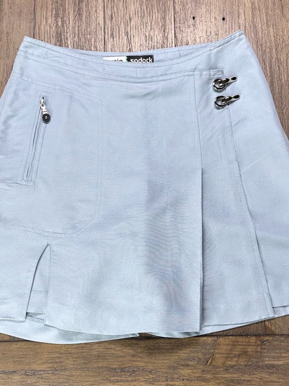 Jamie Sadock Skort Women’s Sz 2 Blue Golf Tennis Wrap Skirt Zip Pockets Hardware